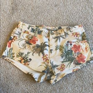 Zara Tropical Denim Short Shorts